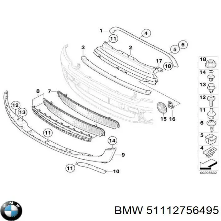 51112756495 BMW spoiler do pára-choque dianteiro