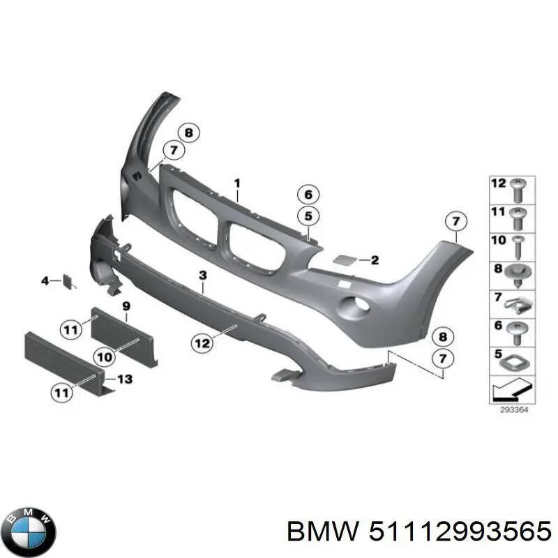 51112993565 BMW pára-choque dianteiro, parte superior