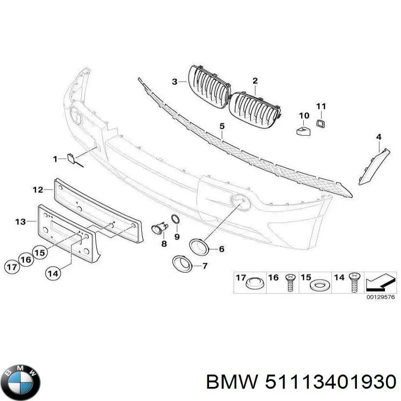 51113401930 BMW Передний правый клык бампера