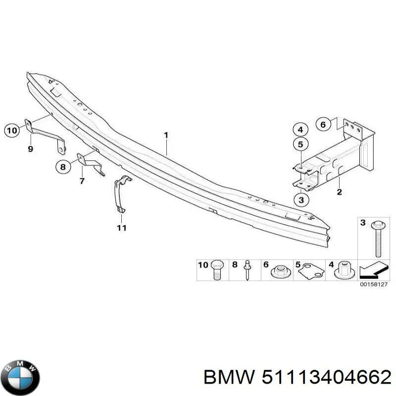 Правое крепление переднего бампера BMW 51113404662 цена, от 38.01 USD