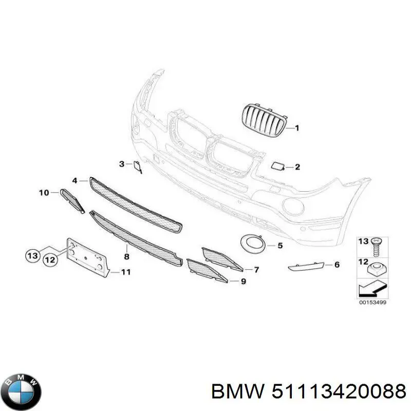 51113420088 BMW grelha do radiador direita