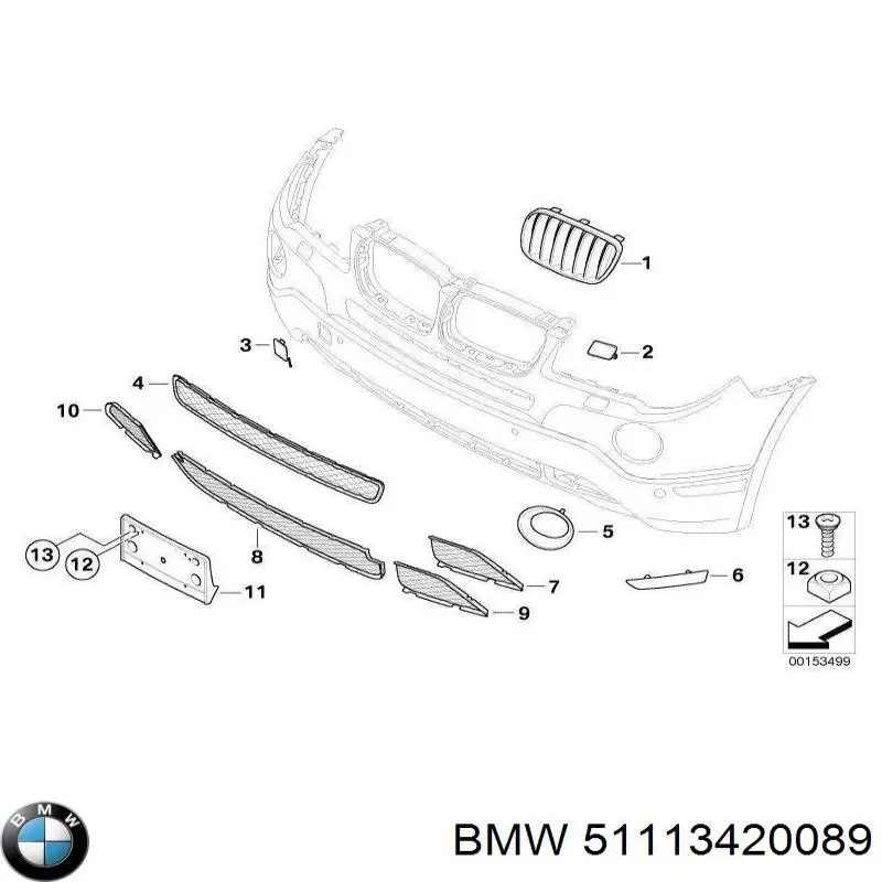 51113420089 BMW Решетка радиатора левая