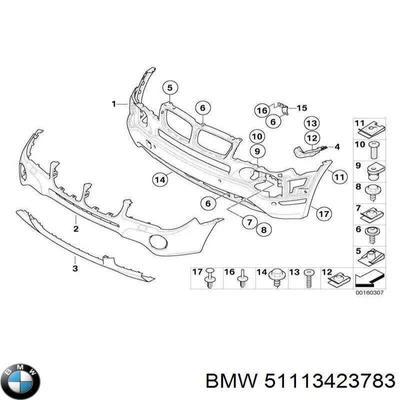 Бампер передний, верхняя часть 51113423783 BMW