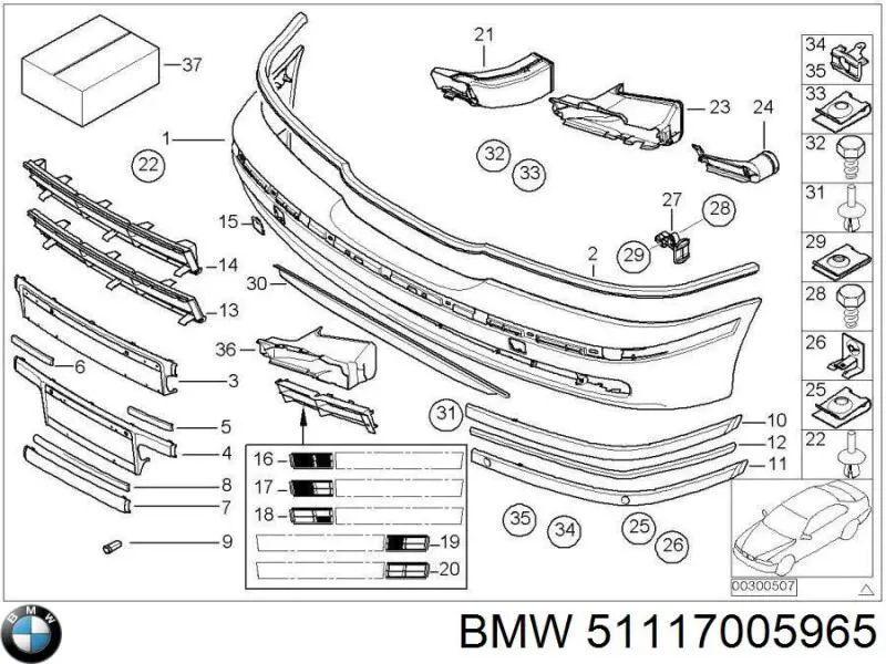 51117005965 BMW накладка бампера переднего левая