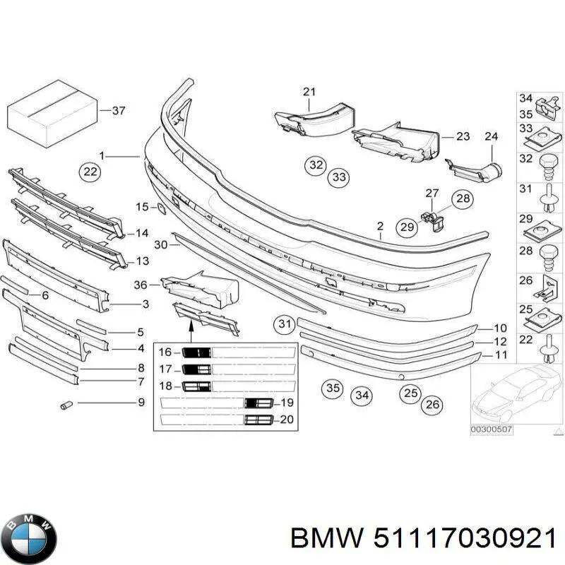51117030921 BMW передний бампер