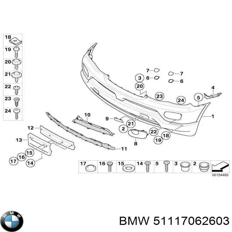 Купить 51117062603 BMW Буфер (бампер) передний