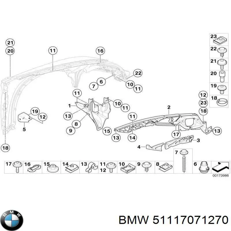 Крепление глушителя переднее BMW 51117071270