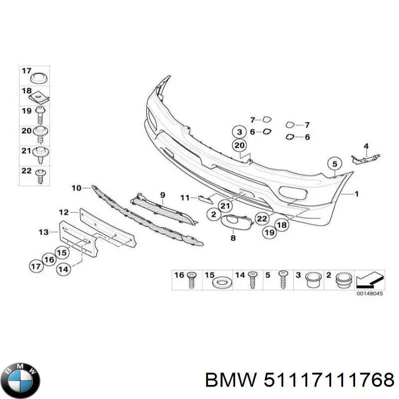 51117111768 BMW painel de fixação de matrícula dianteira