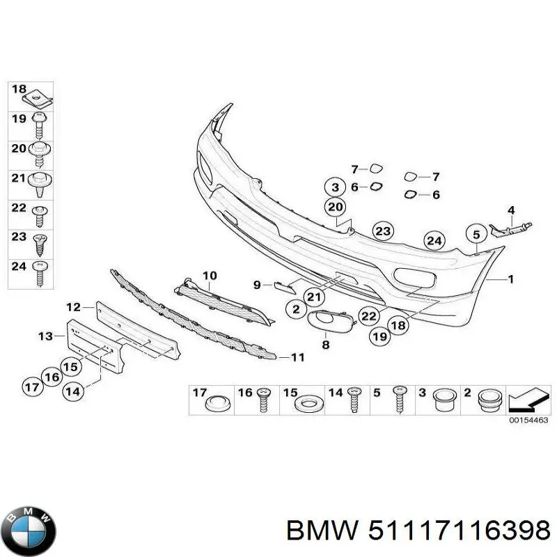 51117116398 BMW grelha direita do pára-choque dianteiro