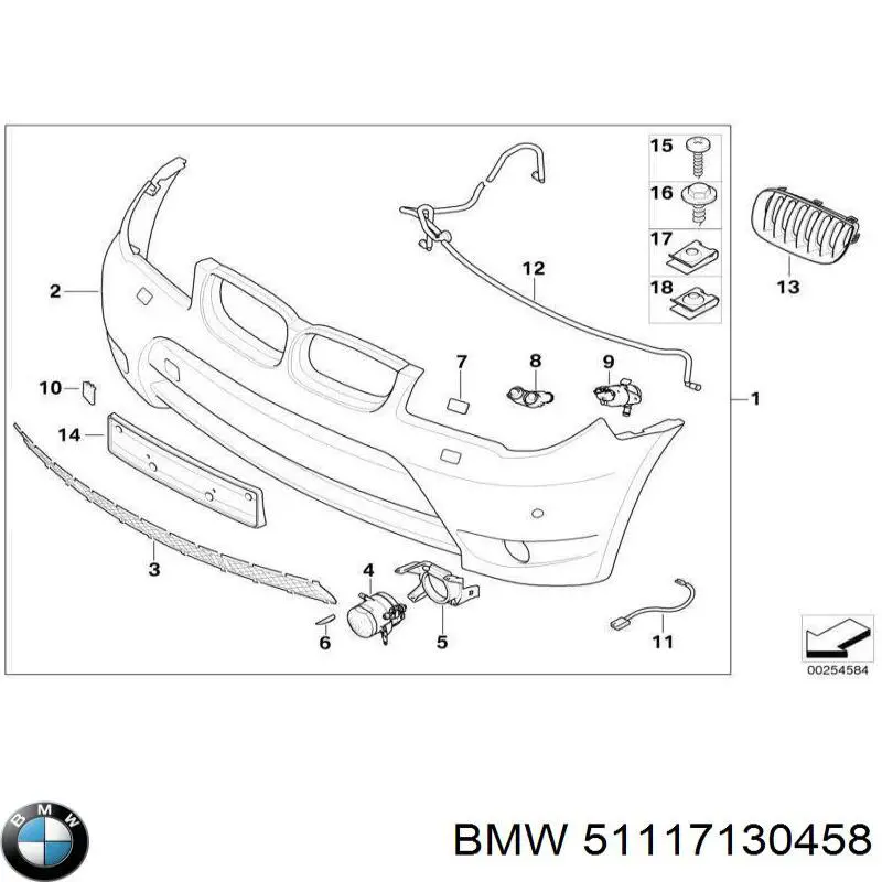 Решетка переднего бампера, правая BMW 51117130458 цена, от 138.10 USD