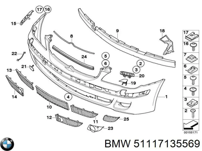 51117135569 BMW tampão dianteira do pára-choque do gancho de reboque