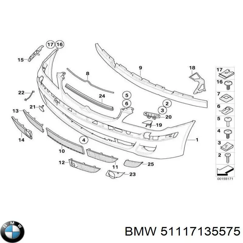 Кронштейн бампера переднего левый на BMW 7 (E65,66) купить.