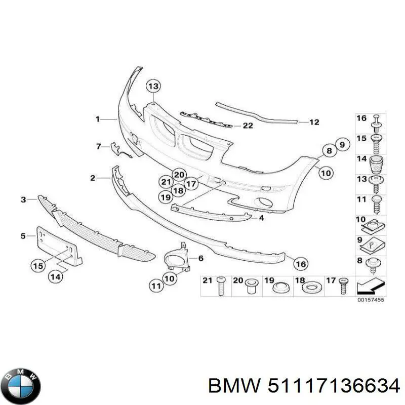 Заглушка бампера буксировочного крюка передняя на BMW 1 (E81, E87) купить.