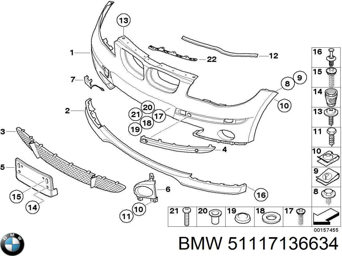 Заглушка буксировочного крюка в передний бампер BMW 51117136634 цена, от 8.47 USD