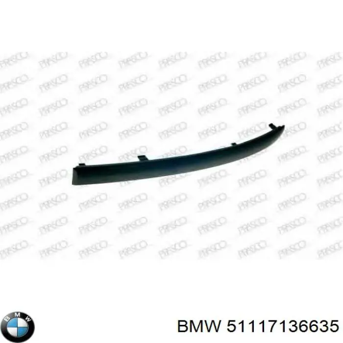 51117136635 BMW moldura esquerda do pára-choque dianteiro