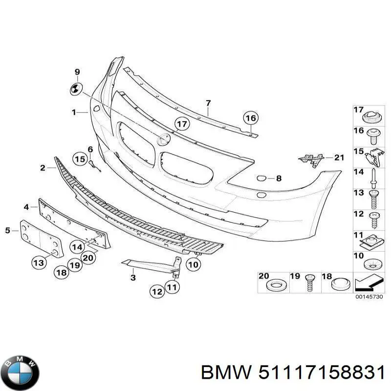 Панель крепления номерного знака переднего BMW 51117158831