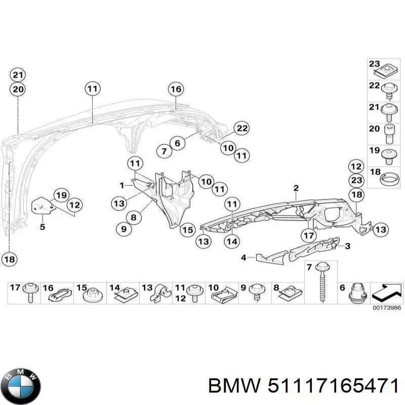 Купить 51117165471 BMW Крепление бампера