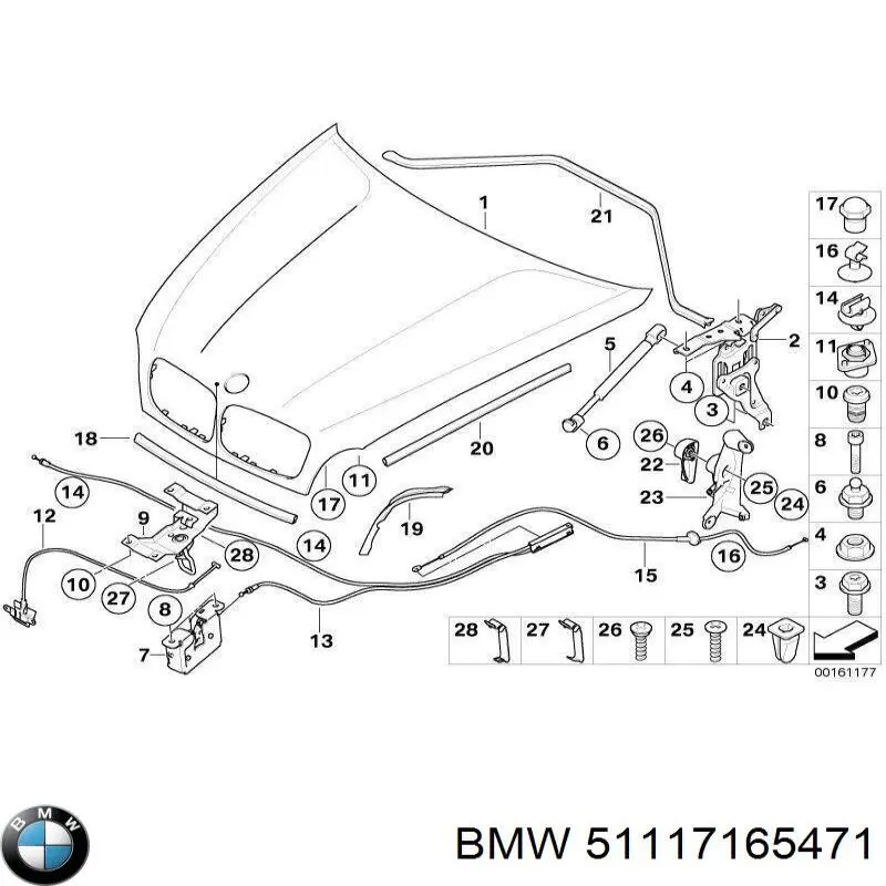 Кронштейн бампера переднего левый 51117165471 BMW