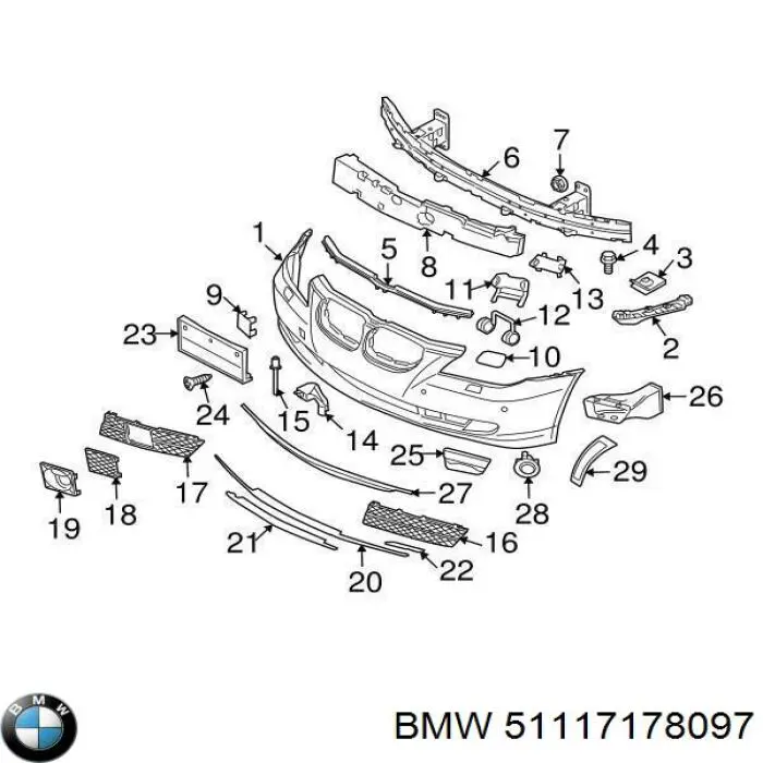 51117178097 BMW grelha esquerda do pára-choque dianteiro