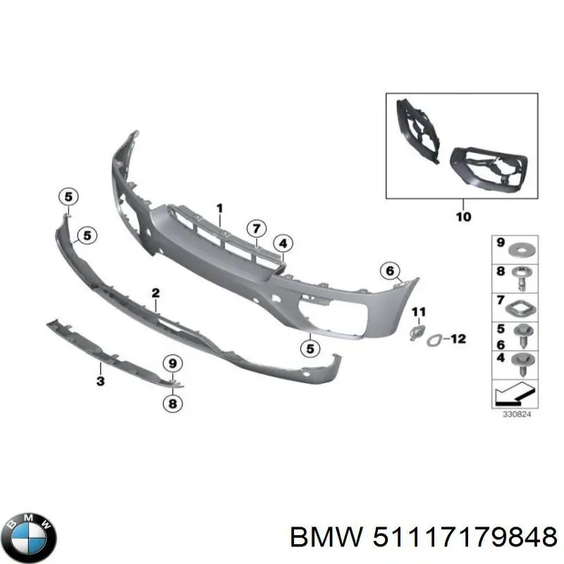 Placa sobreposta do pára-choque dianteiro para BMW X6 (E71)