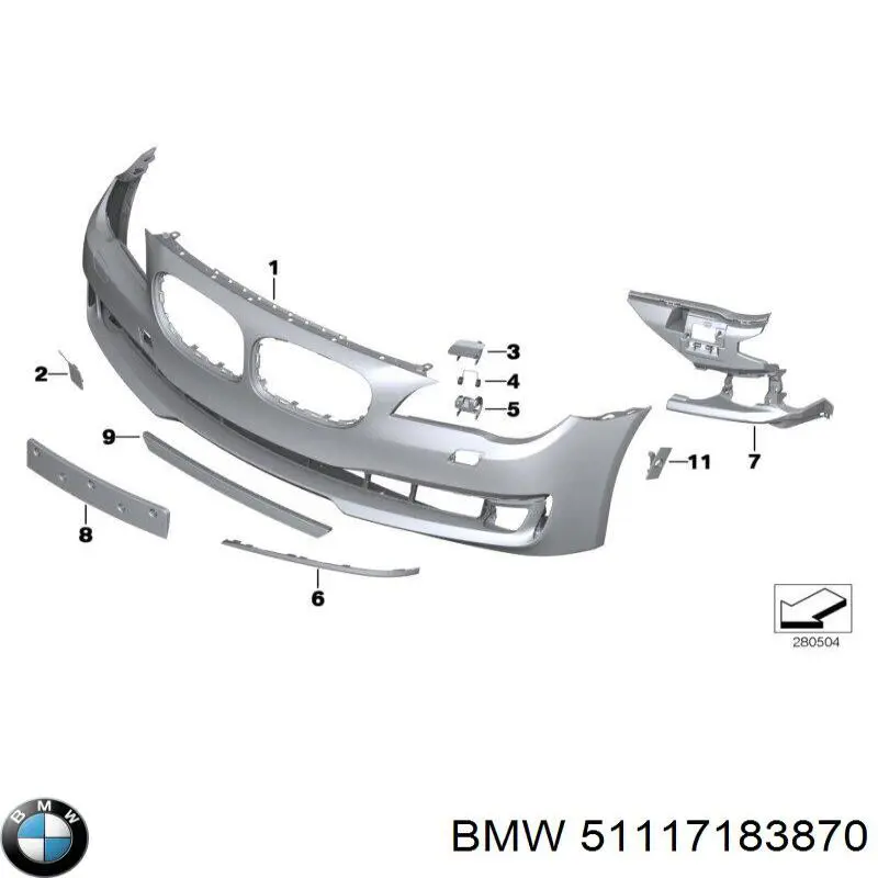 Решетка бампера переднего центральная BMW 51117183870