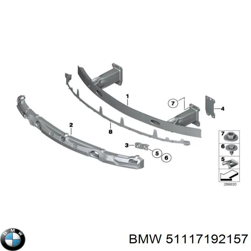 Кронштейн бампера переднего левый 51117192157 BMW