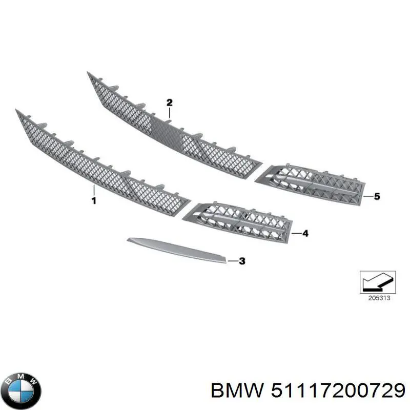 Решетка бампера переднего центральная BMW 51117200729