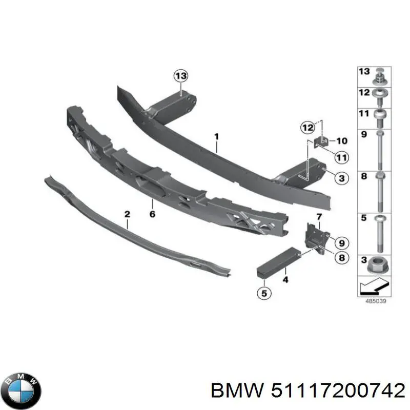 Усилитель переднего бампера 51117200742 BMW