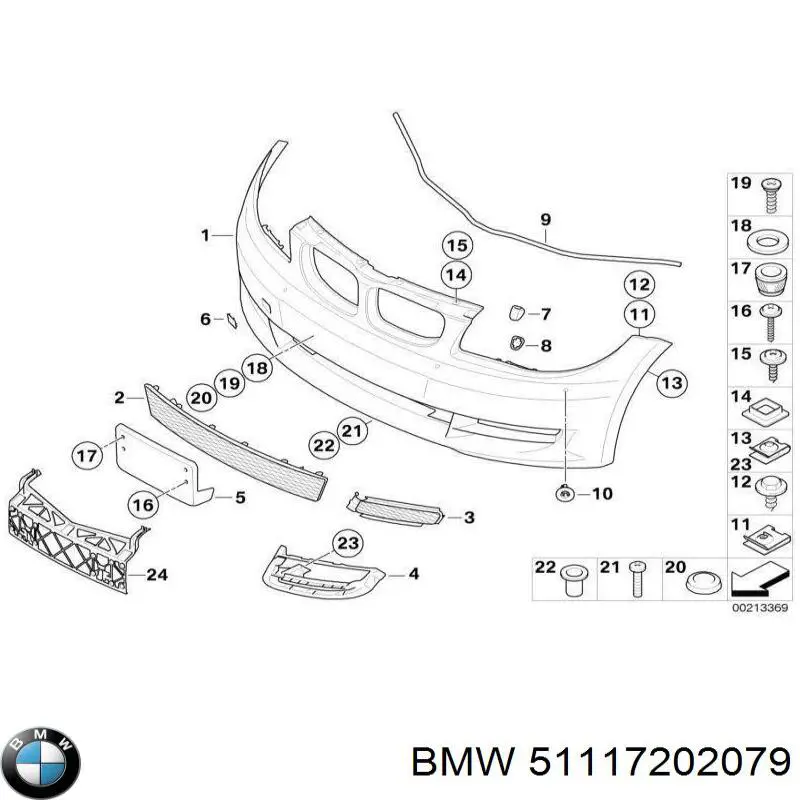 51117202079 BMW Передняя заглушка бампера буксировочного крюка