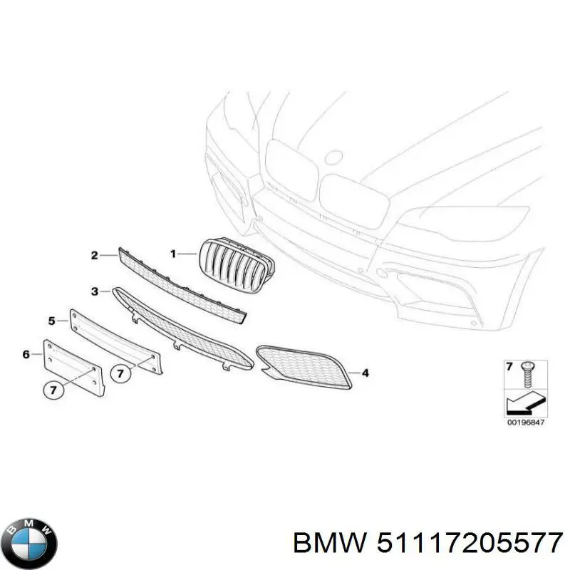 Решетка переднего бампера, левая BMW 51117205577 цена, от 38.57 USD