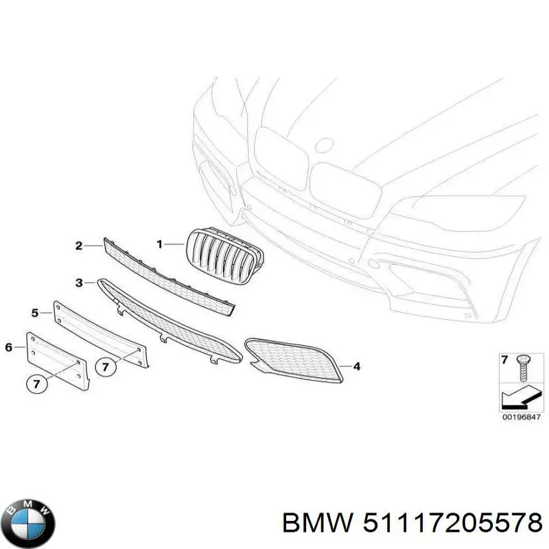 51117205578 BMW Правая решетка переднего бампера