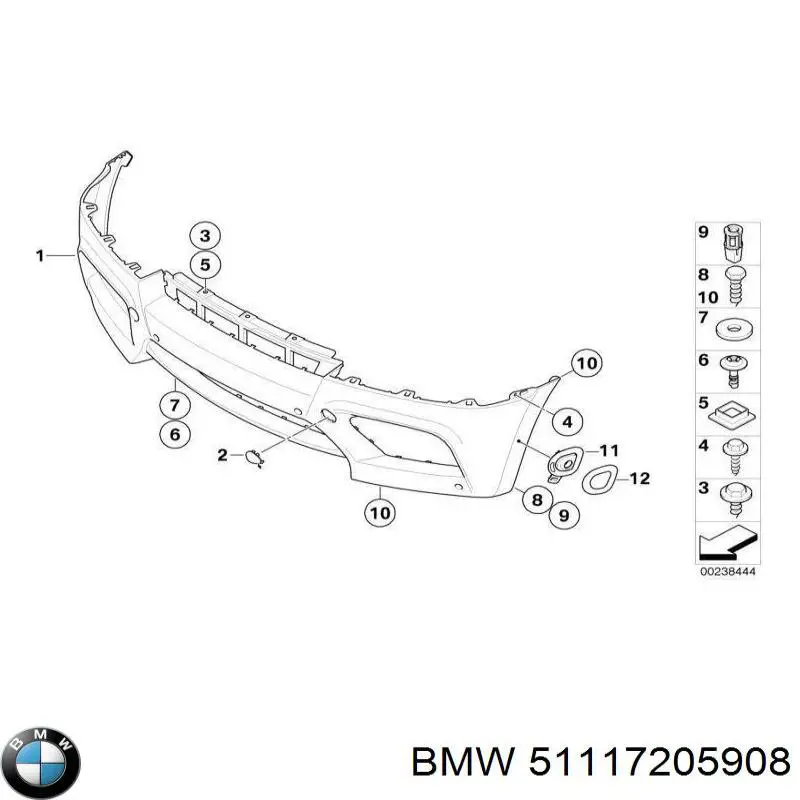 Передний бампер 51117205908 BMW