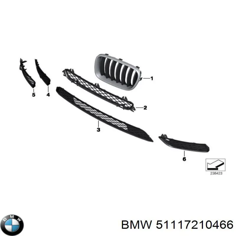 Решетка бампера переднего верхняя BMW 7210466
