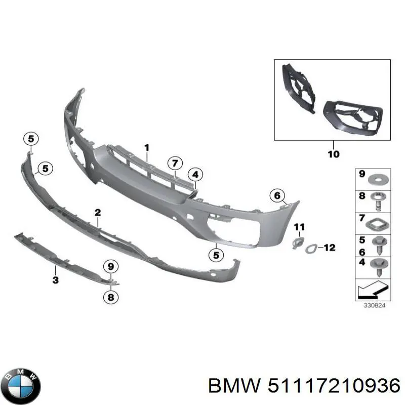 Consola (adaptador) de fixação das luzes dianteiras para BMW X6 (E72)