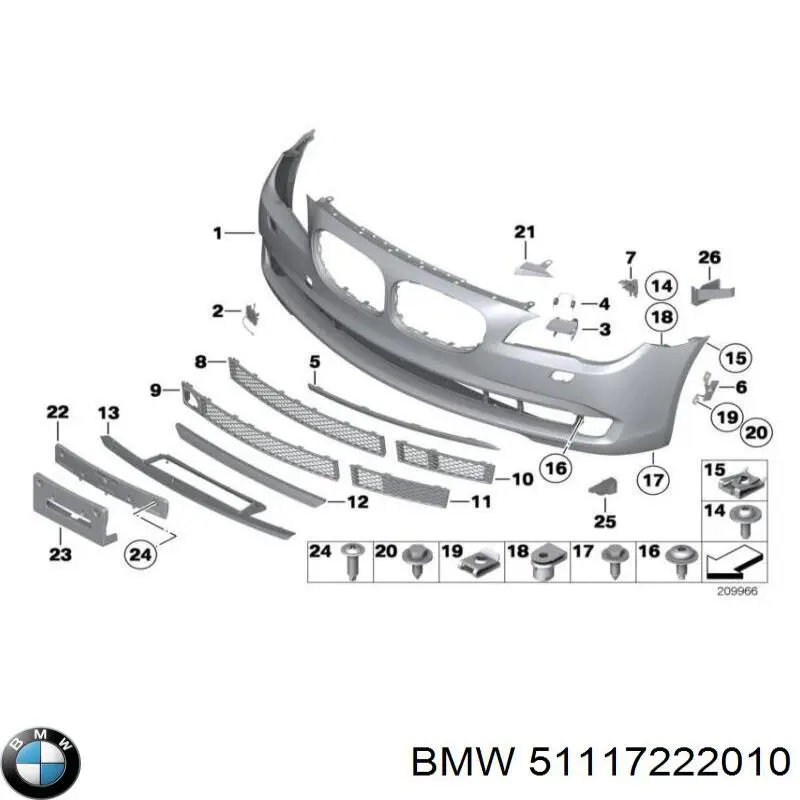 Alerón parachoques delantero 51117222010 BMW