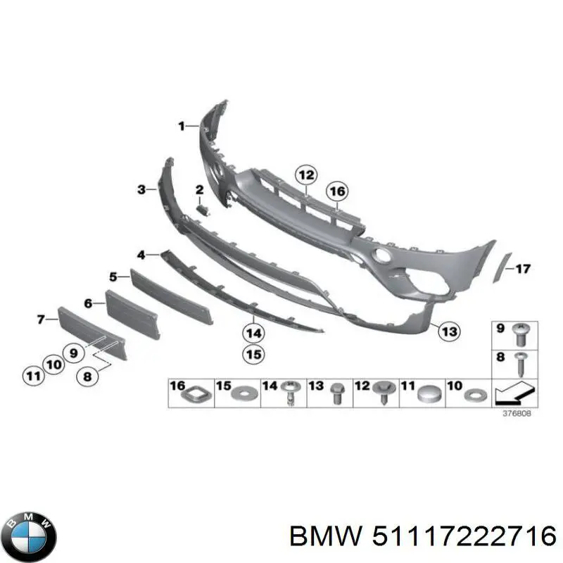 Бампер передний BMW 51117222716