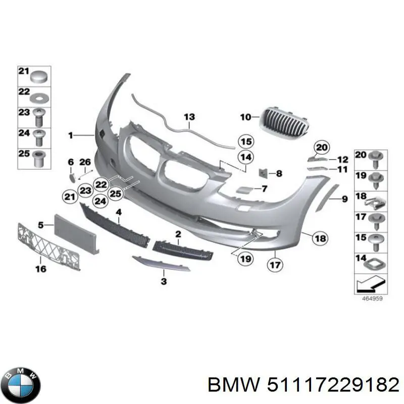 Молдинг решетки радиатора правый BMW 51117229182