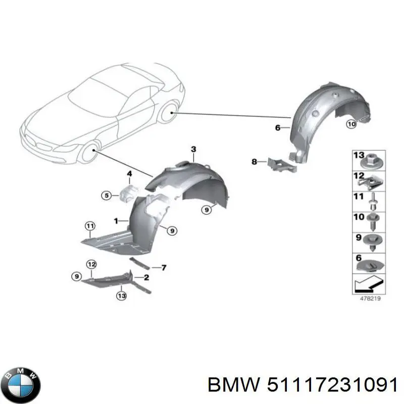 Купить 51117231091 BMW Накладка форсунки омывателя фары передней