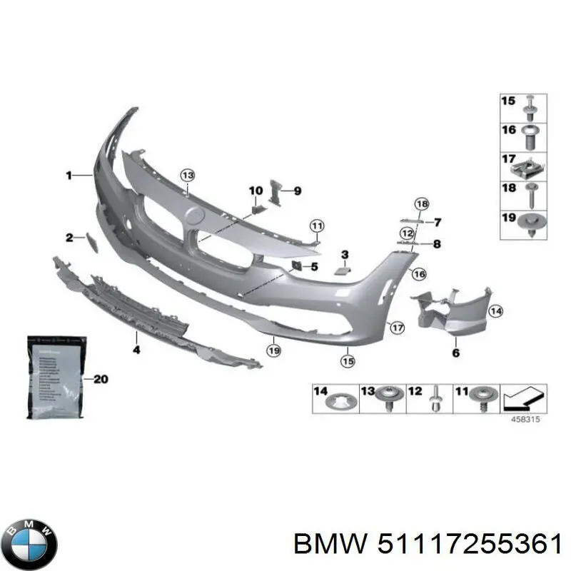 51117255361 BMW кронштейн крепления крыла переднего левого передний