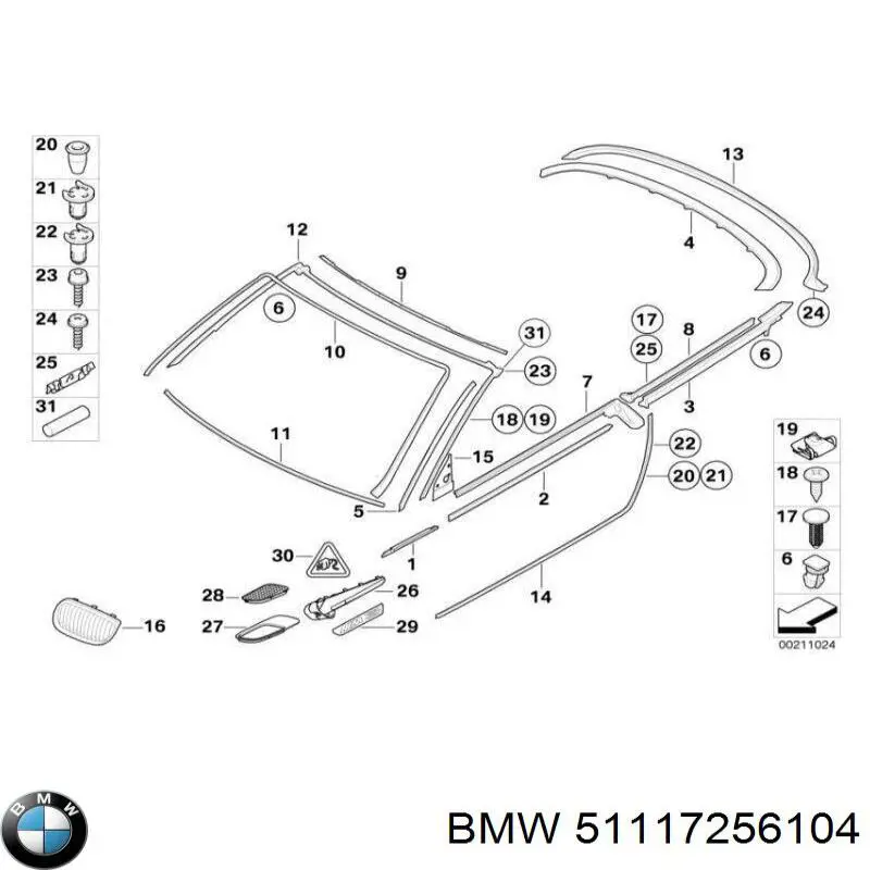 Заглушка буксировочного крюка в передний бампер BMW 51117256104 цена, от 5.76 USD