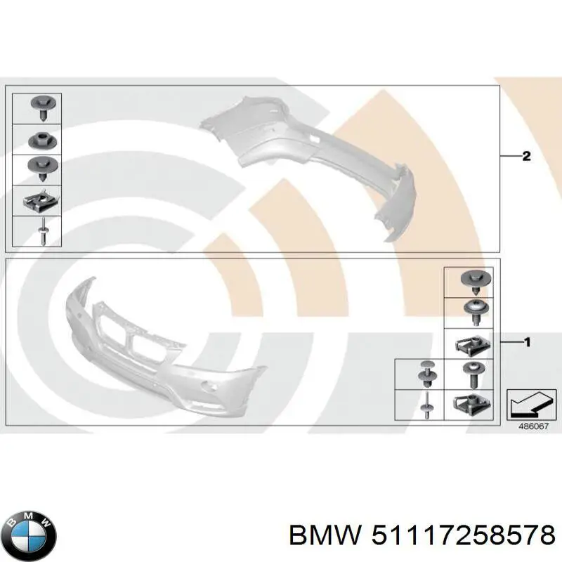 51117258578 BMW placa sobreposta do pára-choque dianteiro