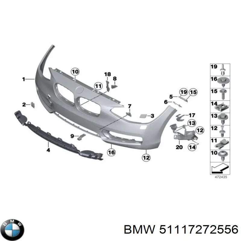 51117272556 BMW кронштейн бампера переднего внешний правый