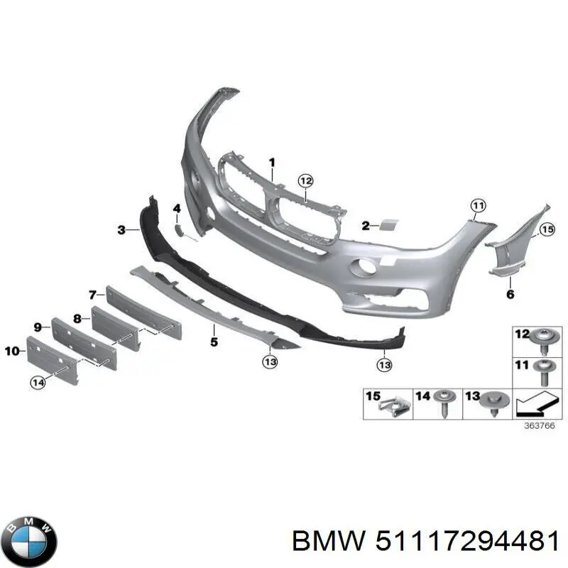 Спойлер переднего бампера BMW 51117294481 цена, от 38.02 USD