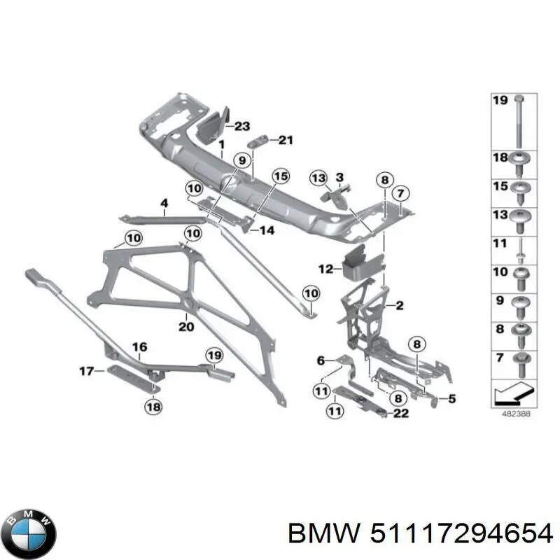 51117294654 BMW Кронштейн крепления крыла переднего правого передний