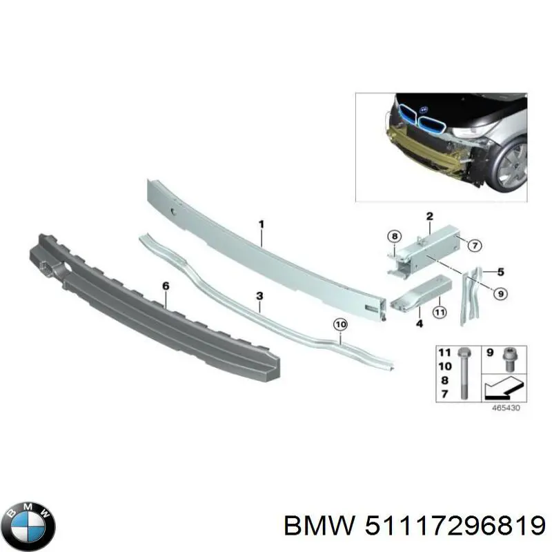 Решетка переднего бампера, центральная BMW 51117296819 цена, от 107.82 USD