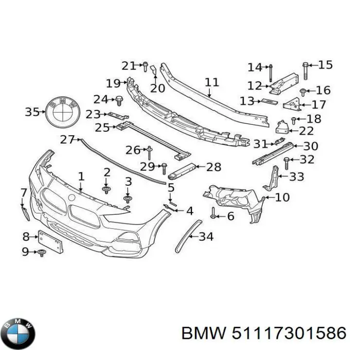 51117301586 BMW Кронштейн усилителя переднего бампера
