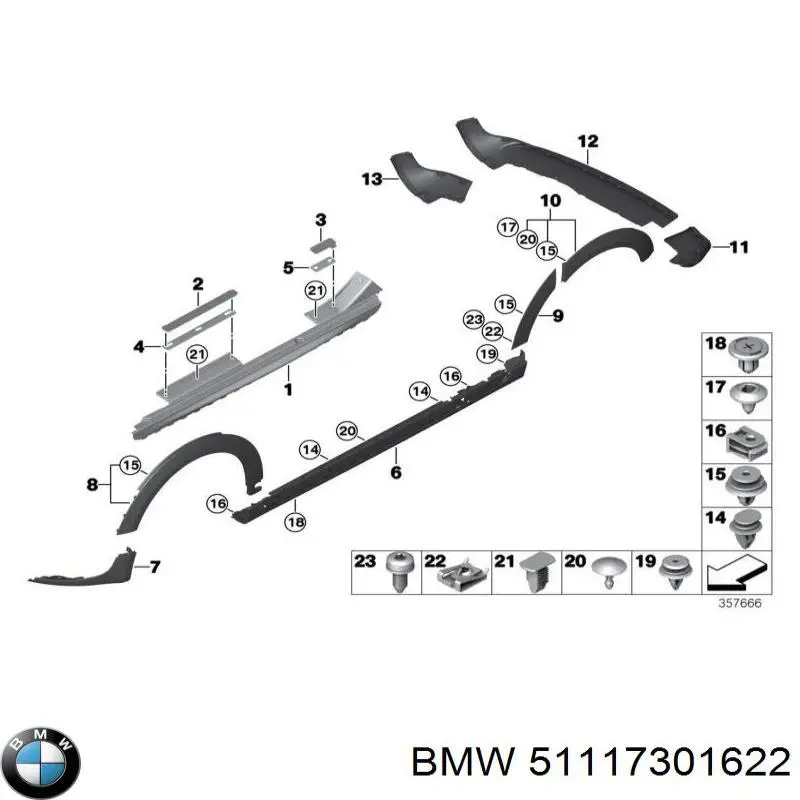 51117301622 BMW Губа переднего бампера