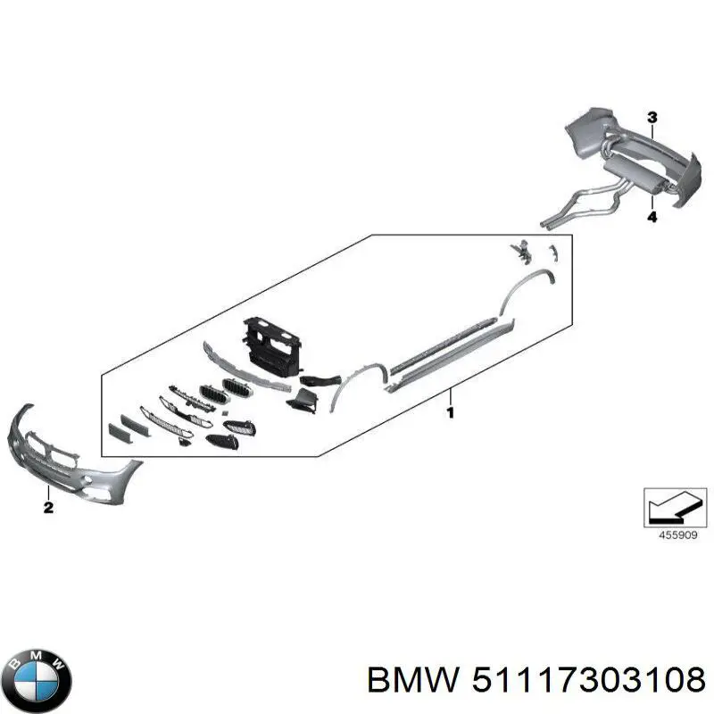 Решетка радиатора правая 51117303108 BMW