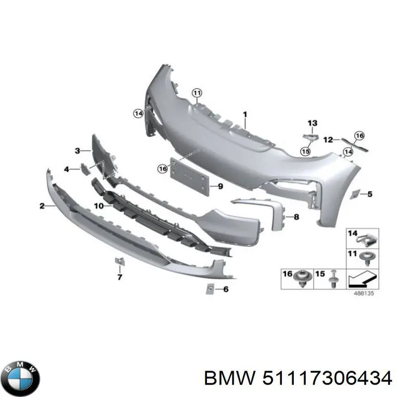 Решетка бампера переднего нижняя на BMW i3 (I01) купить.