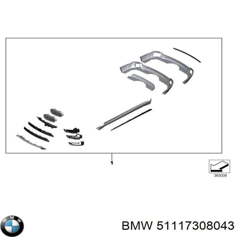 Молдинг решетки бампера переднего левый BMW 51117308043 цена, от 18.49 USD